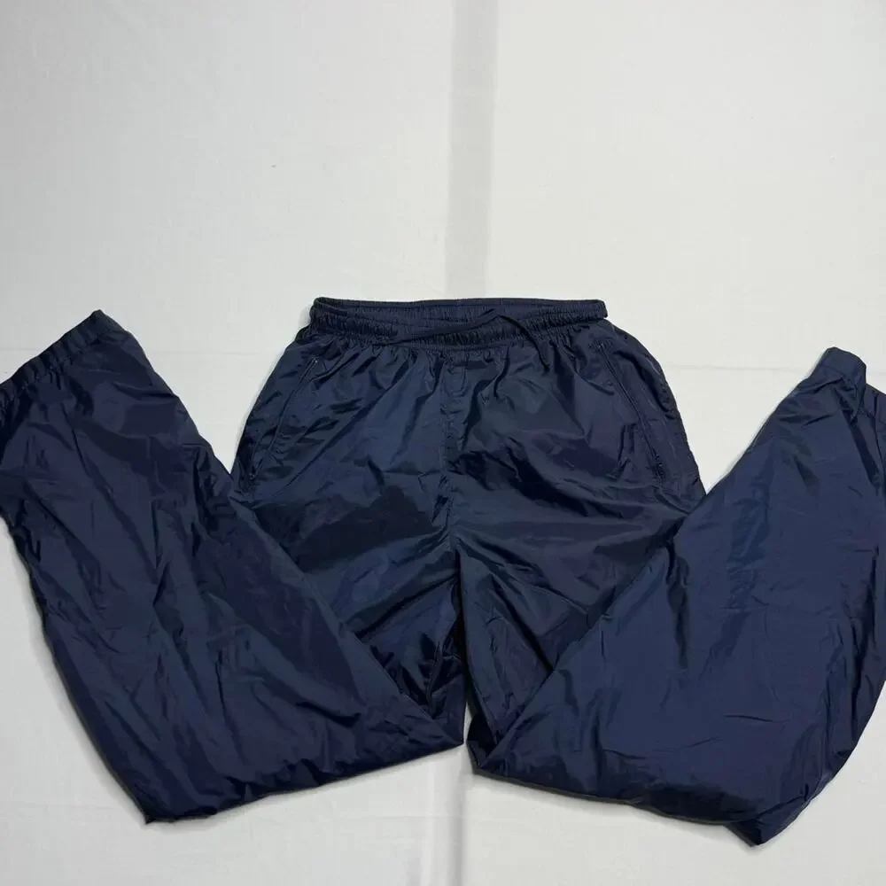 Vintage 1990s Nike Track Pants Windbreaker Pants Navy Blue Size Large